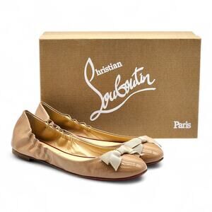 Christian Louboutin Gloriana Leather Ballet Flats Blush Nude EU 38 US 7.5 - $745